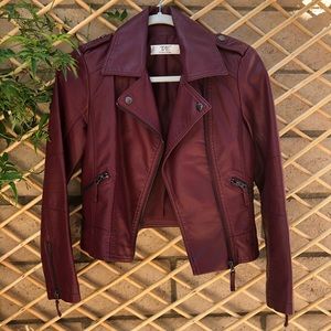 Vegan Burgundy Leather Jacket, Size XS